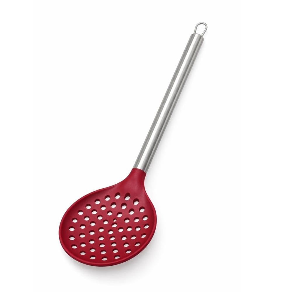 Escumadeira de Silicone Vinho Bordô com Cabo em Aço Inox Elite Premium 34cm