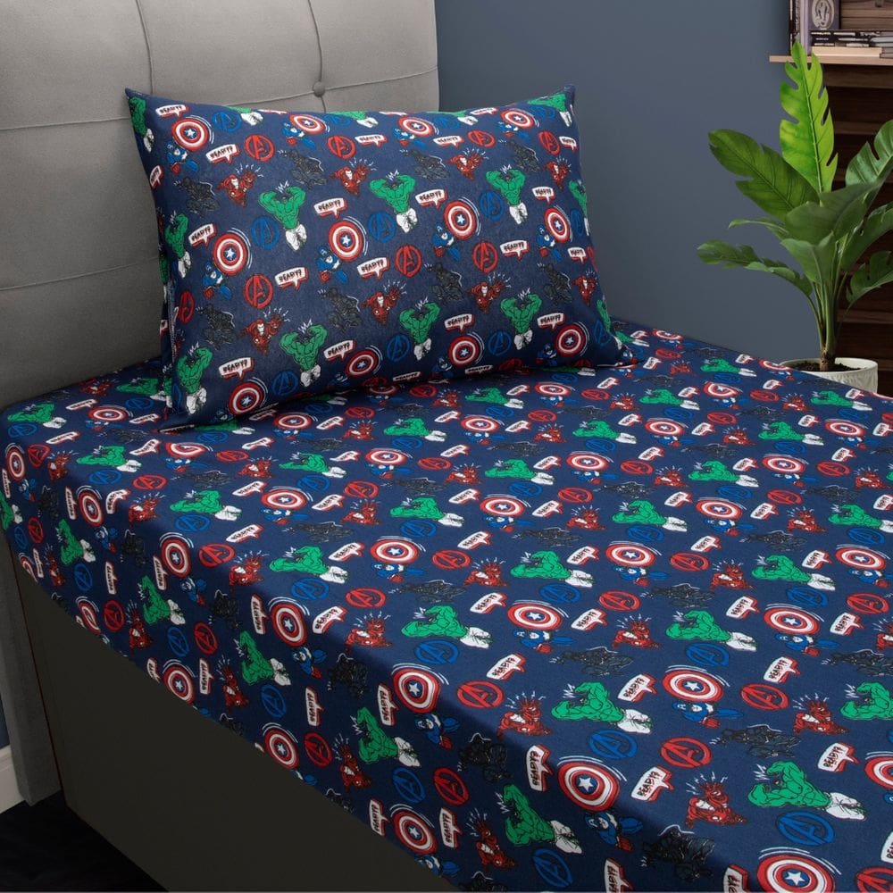 Jogo Lençol Avengers Vingadores 2 Peças Menino Com Elástico