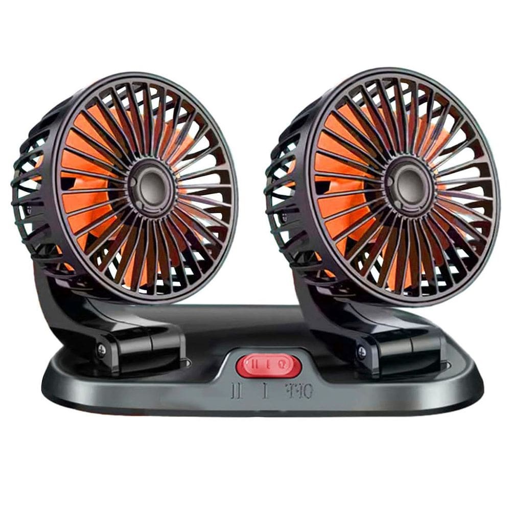 Ventilador Duplo Auotmotivo 12V Carro Van kombi Verao Calor Sol 2 Velocidades Dias Quentes Multiuso