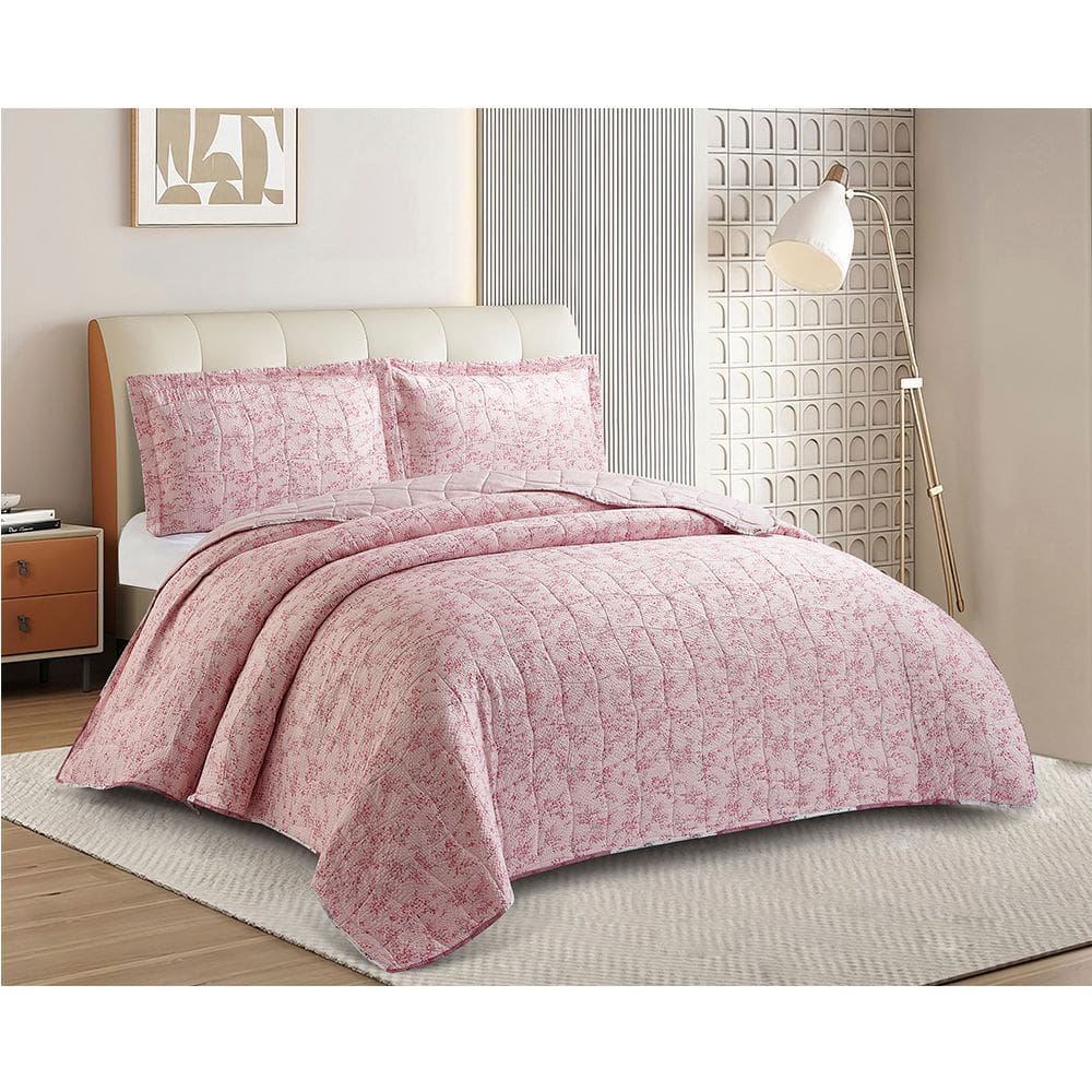 Kit Cobre Leito Colcha Anarruga Estampada 3 Peças Casal Aurora 220x240cm Sonhare