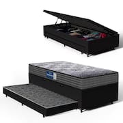 Cama Box Baú com Colchão de Espuma D60 Double Face Guarda Costas Comfort Force Probel + Auxiliar Solteiro 88cm