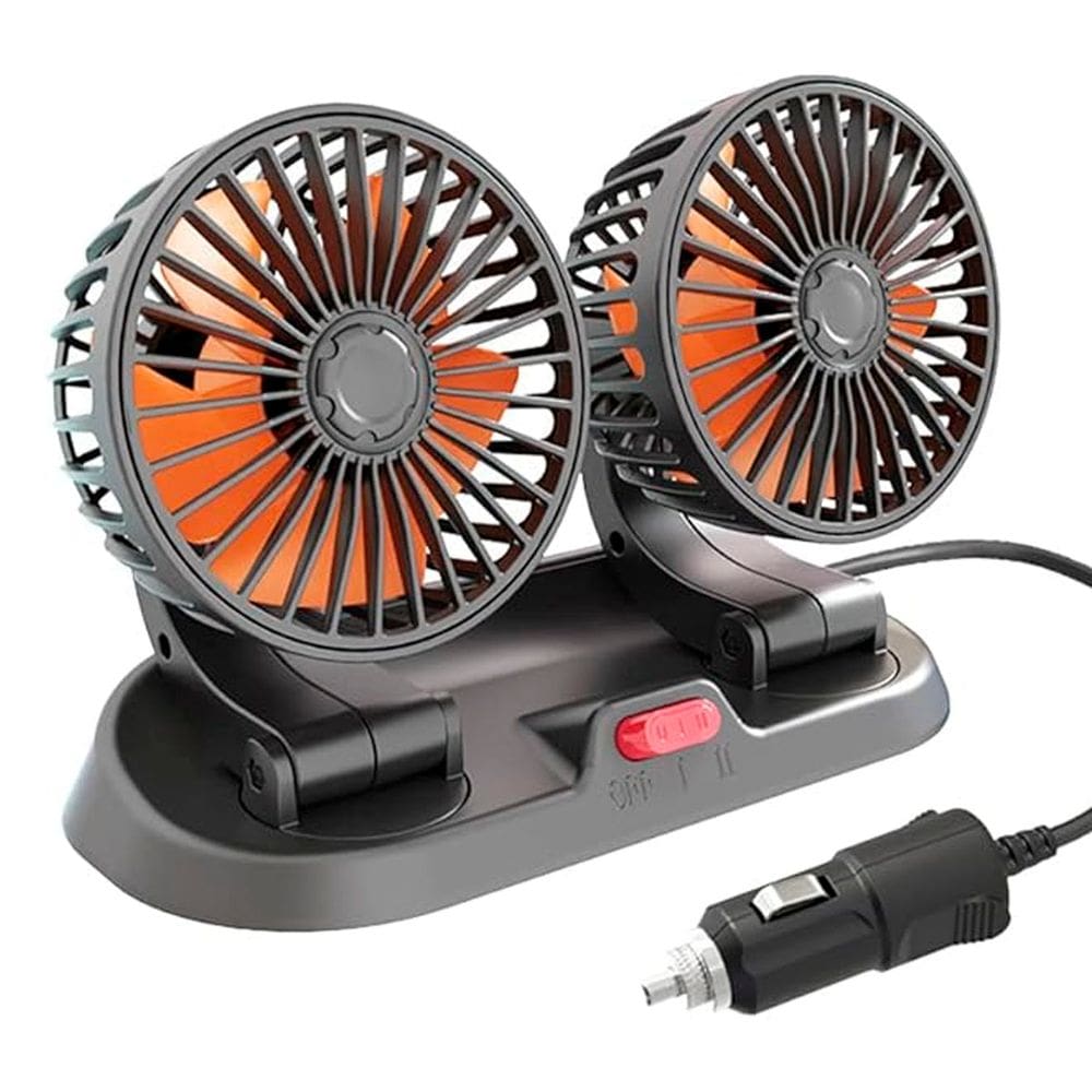 Ventilador Duplo Auotmotivo 12v Carro Kombi Van Sol Verao Calor Dias Quentes 2 Velocidades Viagem Corrida