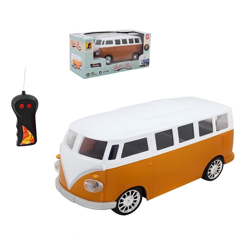 Kombi Carrinho Retro Controle Remoto Acende Farol Luminoso Detalhes Classicos Vintage Colecionavel Miniatura Veiculo Bri