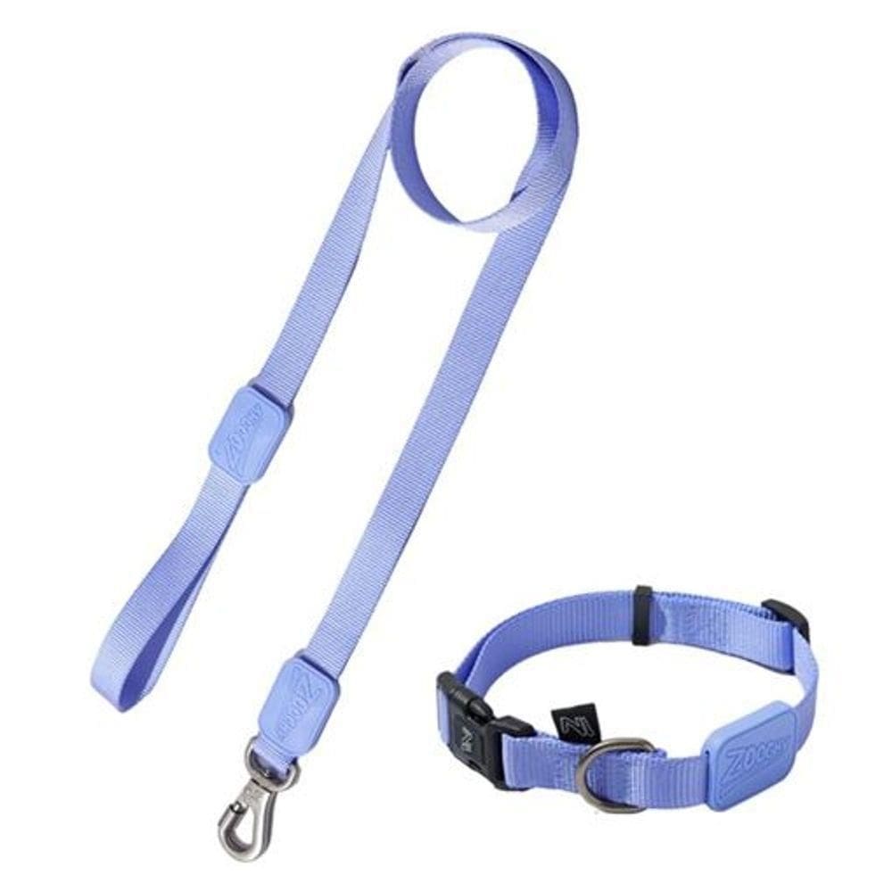 Coleira Ajustável E Guia Para Cães Violeta - P