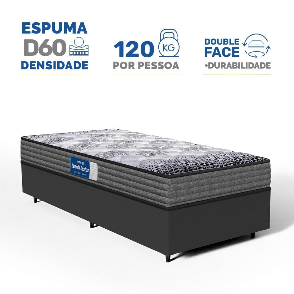 Cama Box com Colchão de Espuma D60 Double Face Guarda Costas Comfort Force Probel Solteiro 88cm