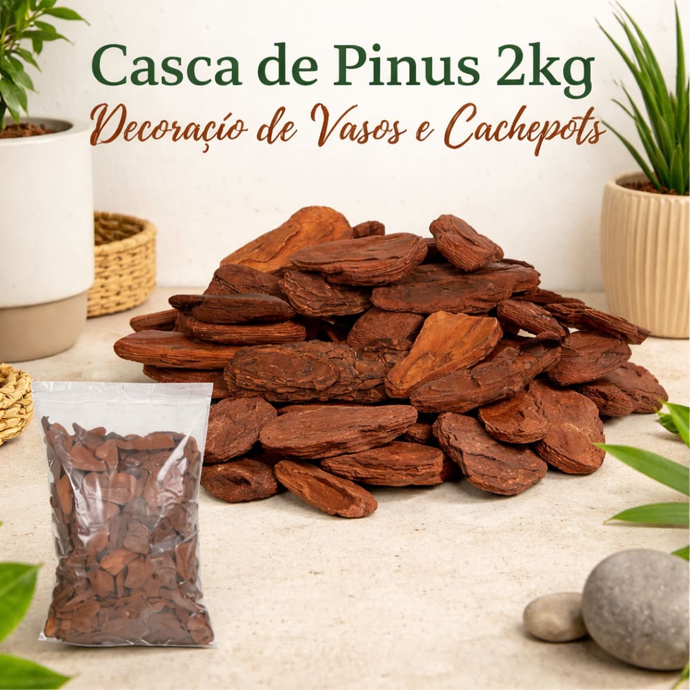 Casca de Pinus 2kg  Decoração de Vasos e Cachepots