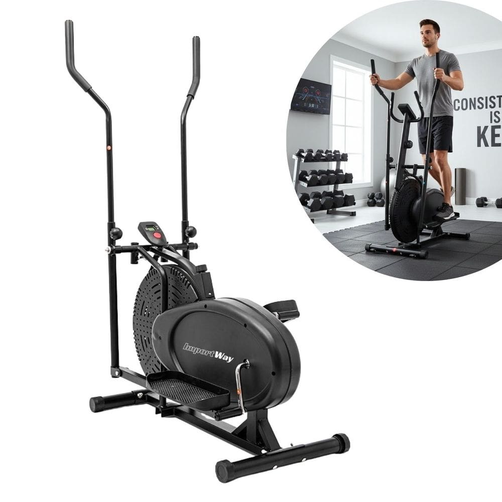 Elíptico Resistência a Ar Simulador Caminhada com Monitor Suporta 150Kg Importway Iwf018