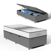 Cama Box Baú com Colchão de Molas Ensacadas Double Face Essence Probel Solteiro 88cm