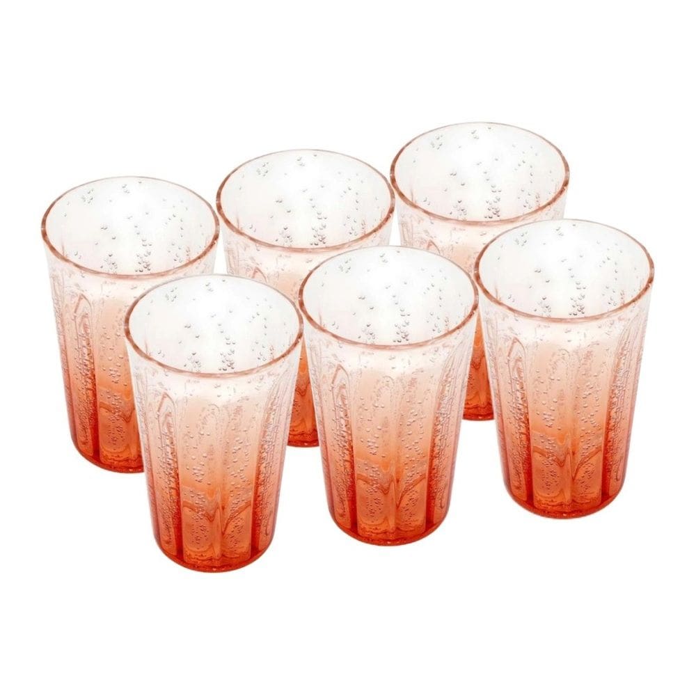 Cj 6 Copos Altos de Acrílico C/Detalhes Bolhas Laranja Degradê 590ml Entrecasa