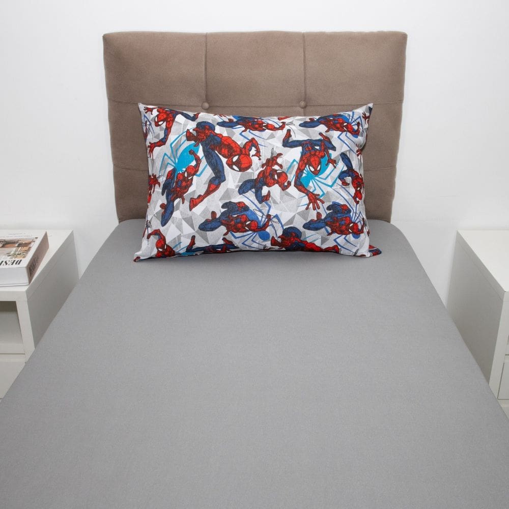 Jogo Cama Menino 100% Algodão Homem Aranha C/ Elástico 2 Pçs