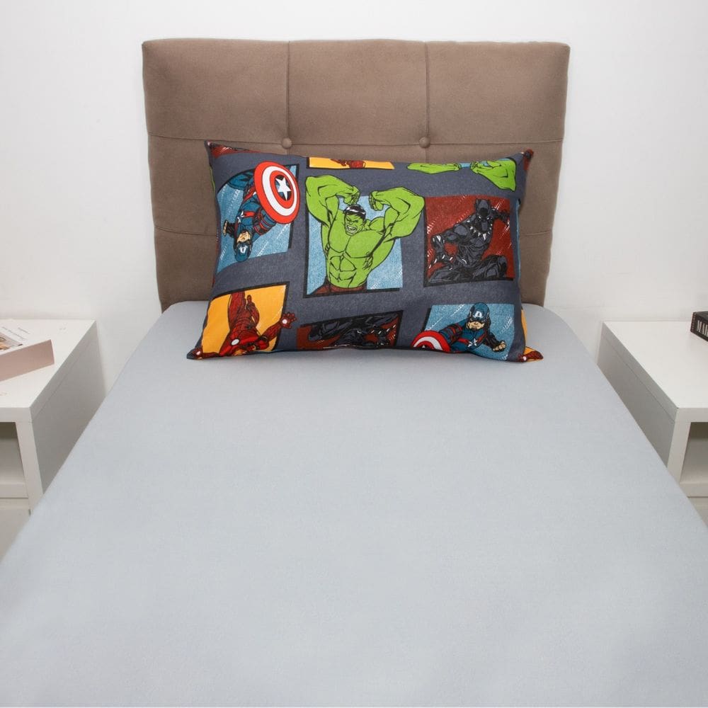 Jogo Cama Menino Vingadores 100% Algodão C/ Elástico 2 Pçs