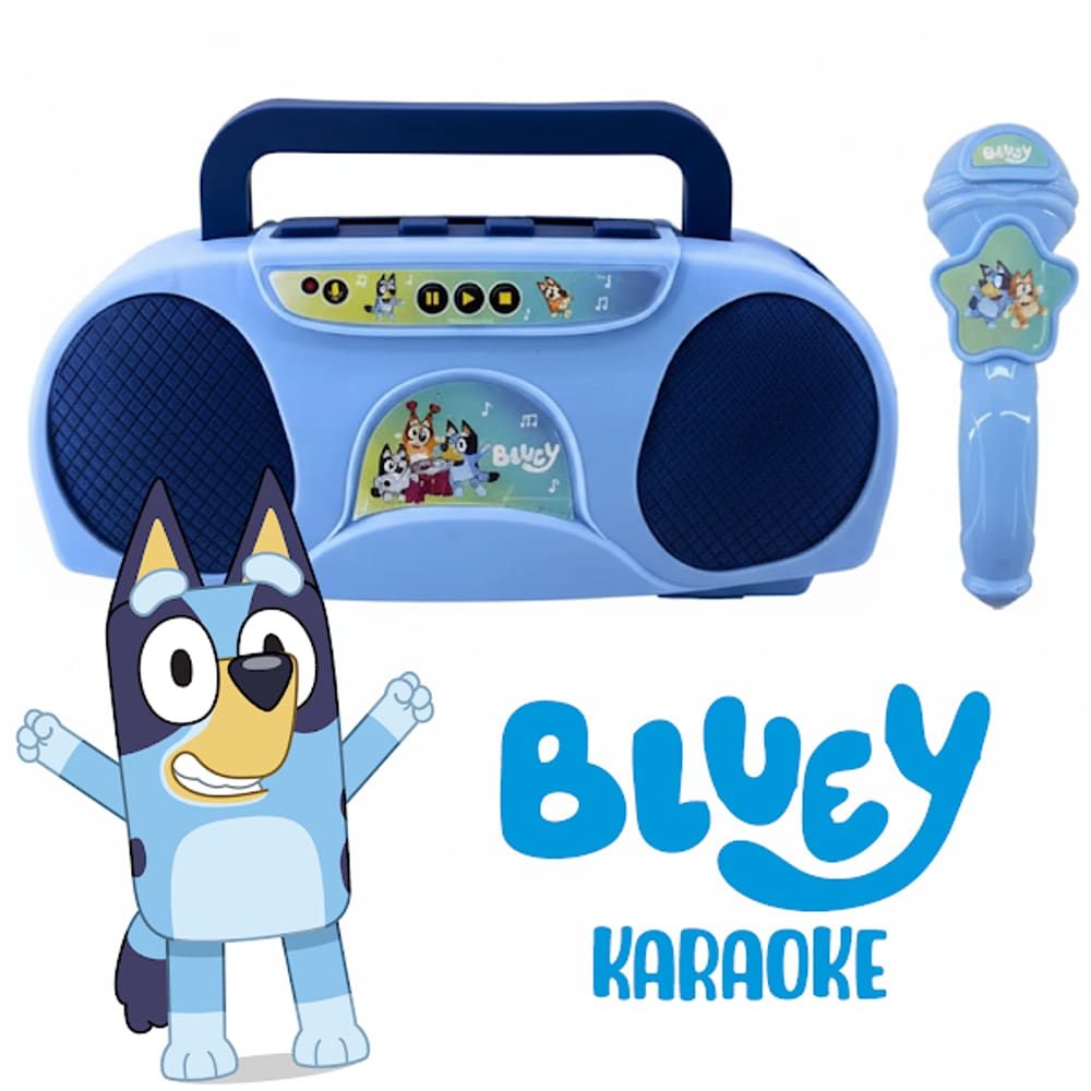 Karaoke Bluey Com Microfone e Rádio Amplificador Para Cantar Boom Box