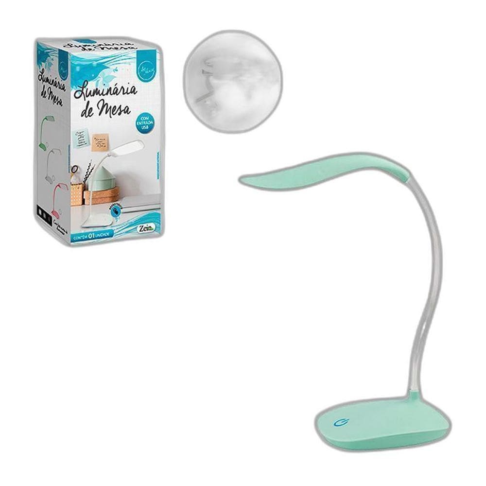 Luminária De Mesa Portatil Recarregavel Verde 38Cm