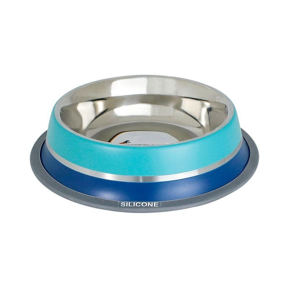 Comedouro Inox Dual Azul G 850ml Para Pets - Germanhart