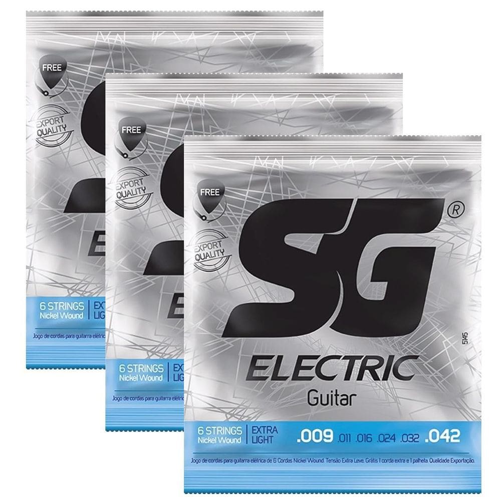 Kit 3 Encordoamentos Guitarra Sg Niquel 009 Cod 5145