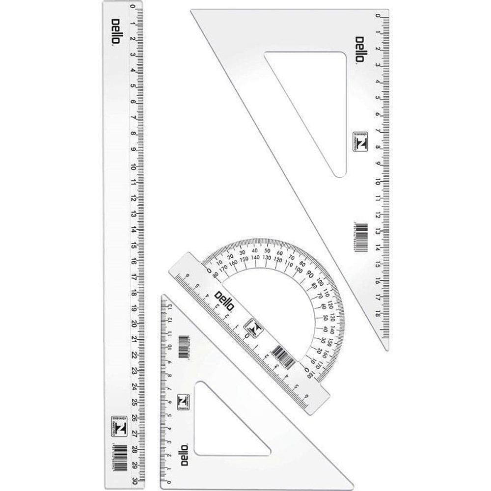 Conjunto Geométrico - Régua 30cm e Esquadros