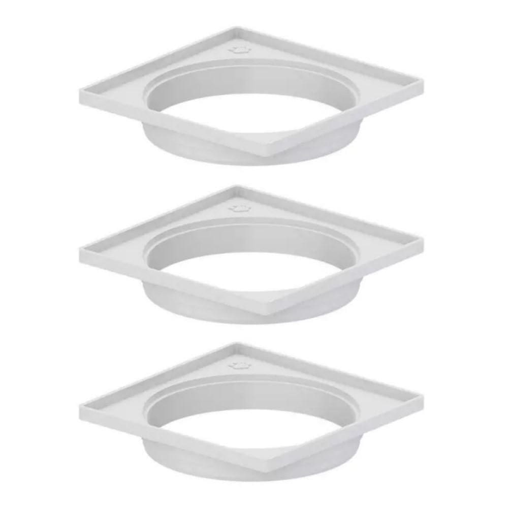 Kit 3 Porta Grelha Ralo Quadrado Caxilho Branco 150Mm Tigre
