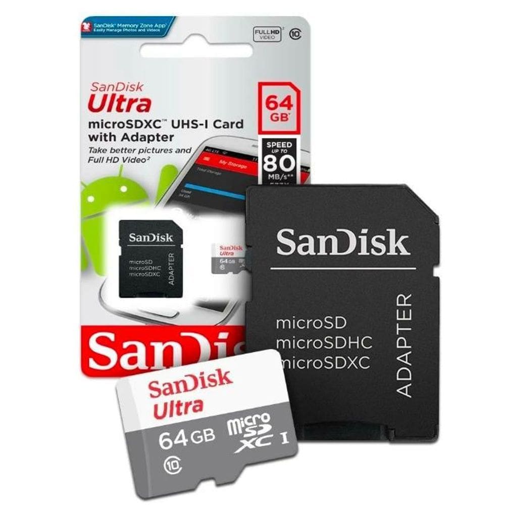 Cartão Memória 64Gb Micro Sd Sandisk, Qualidade Insuperável.