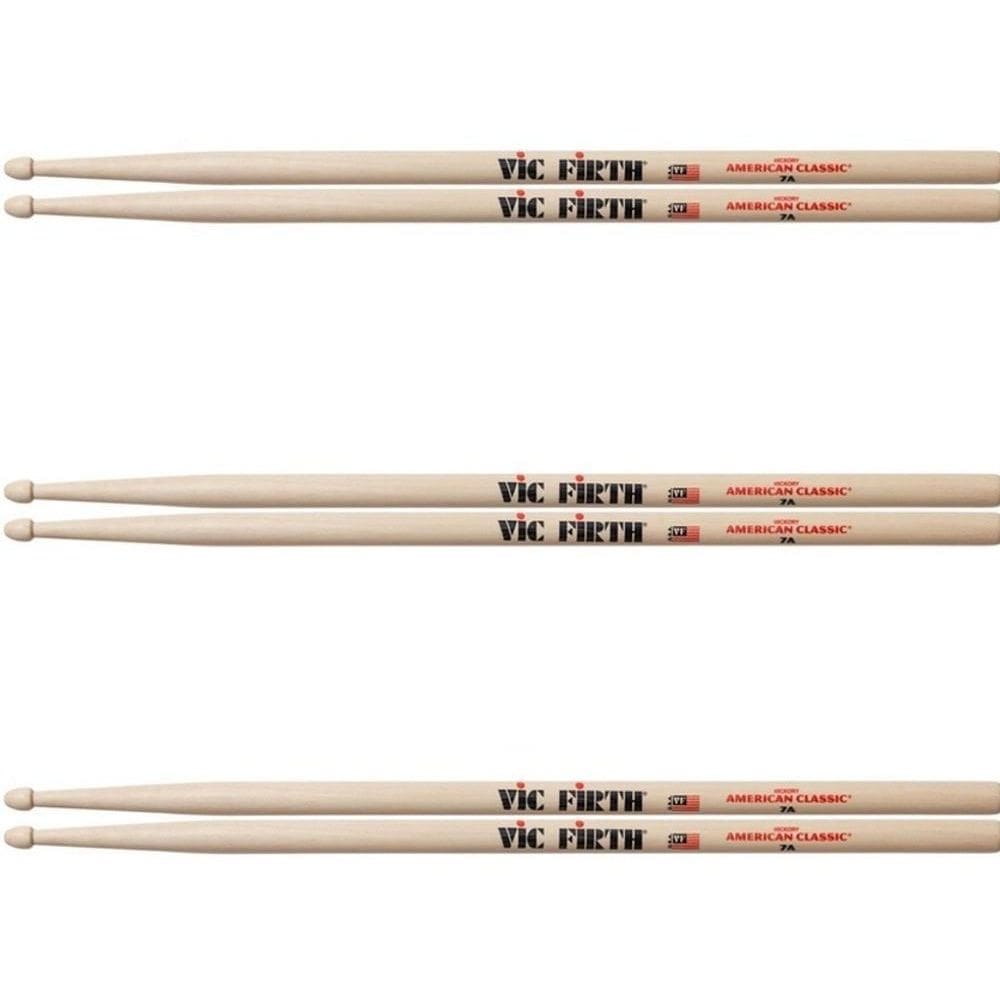 Kit 3 Pares Baquetas Vic Firth 7A American Classic Cod1265