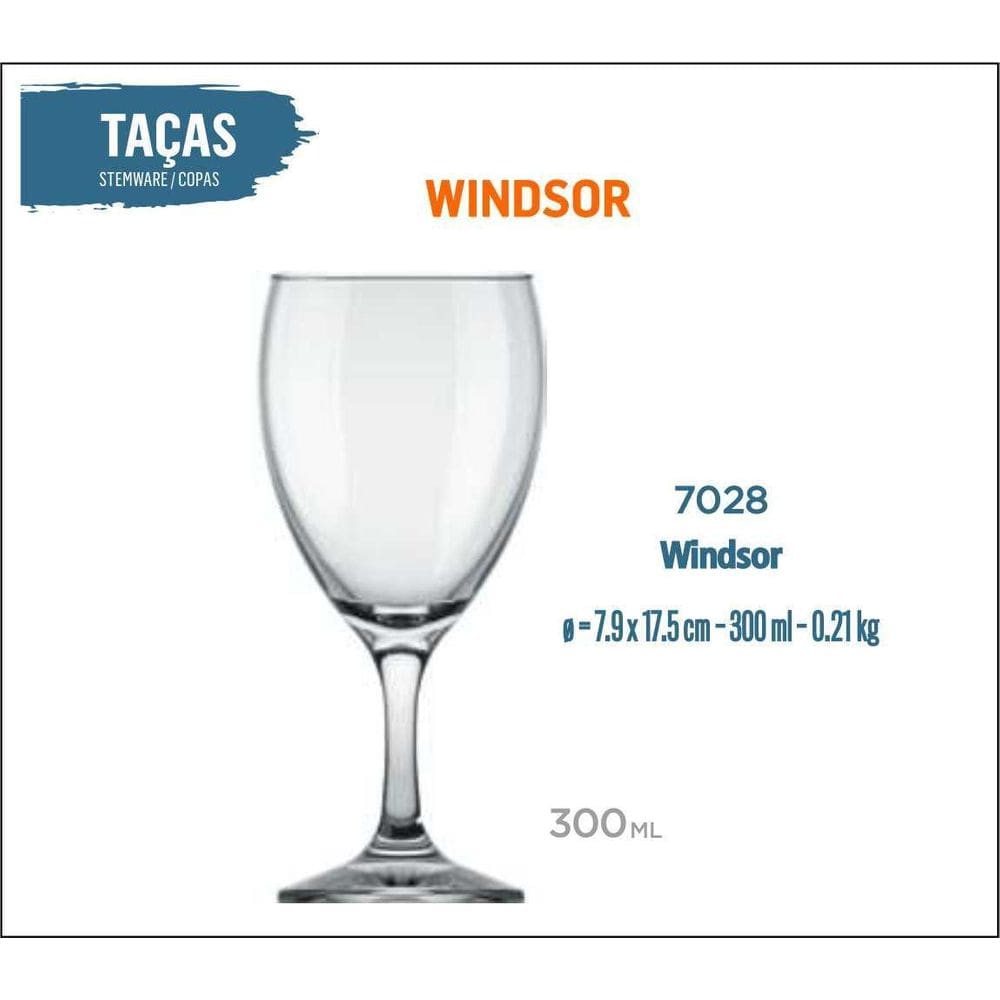12 Taças Windsor 300Ml - Vinho Tinto Branco Rosé