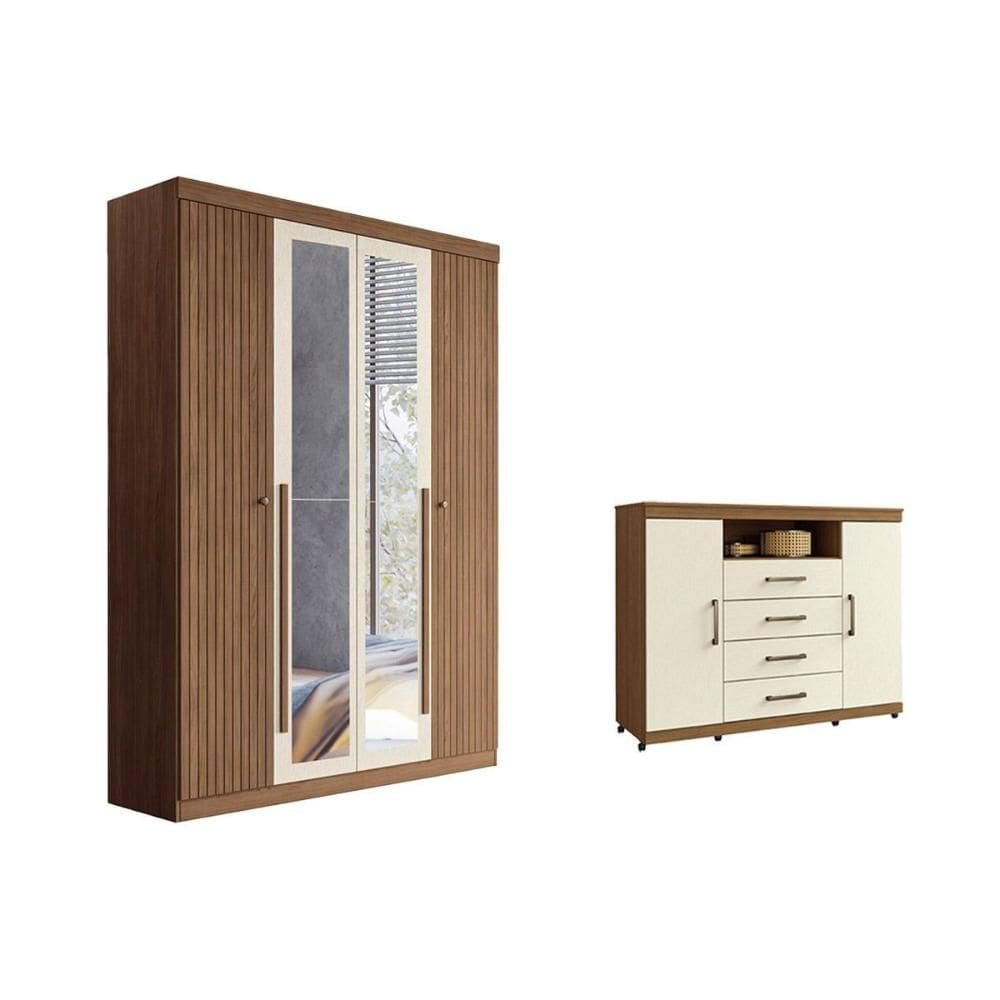 Guarda Roupa +CÃ´moda QC314 Jatoba/Areia - Santos Andirá