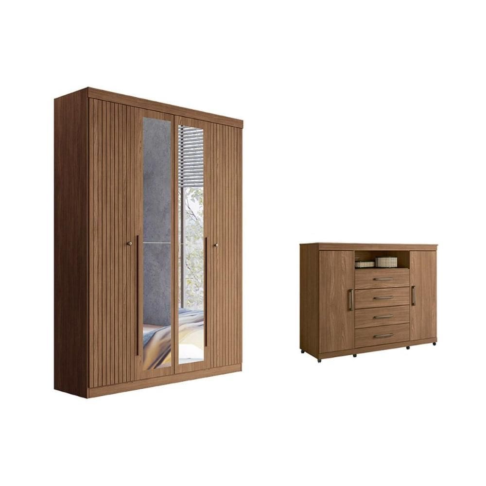 Guarda Roupa +Cômoda QC314 Jatobá - Santos Andirá