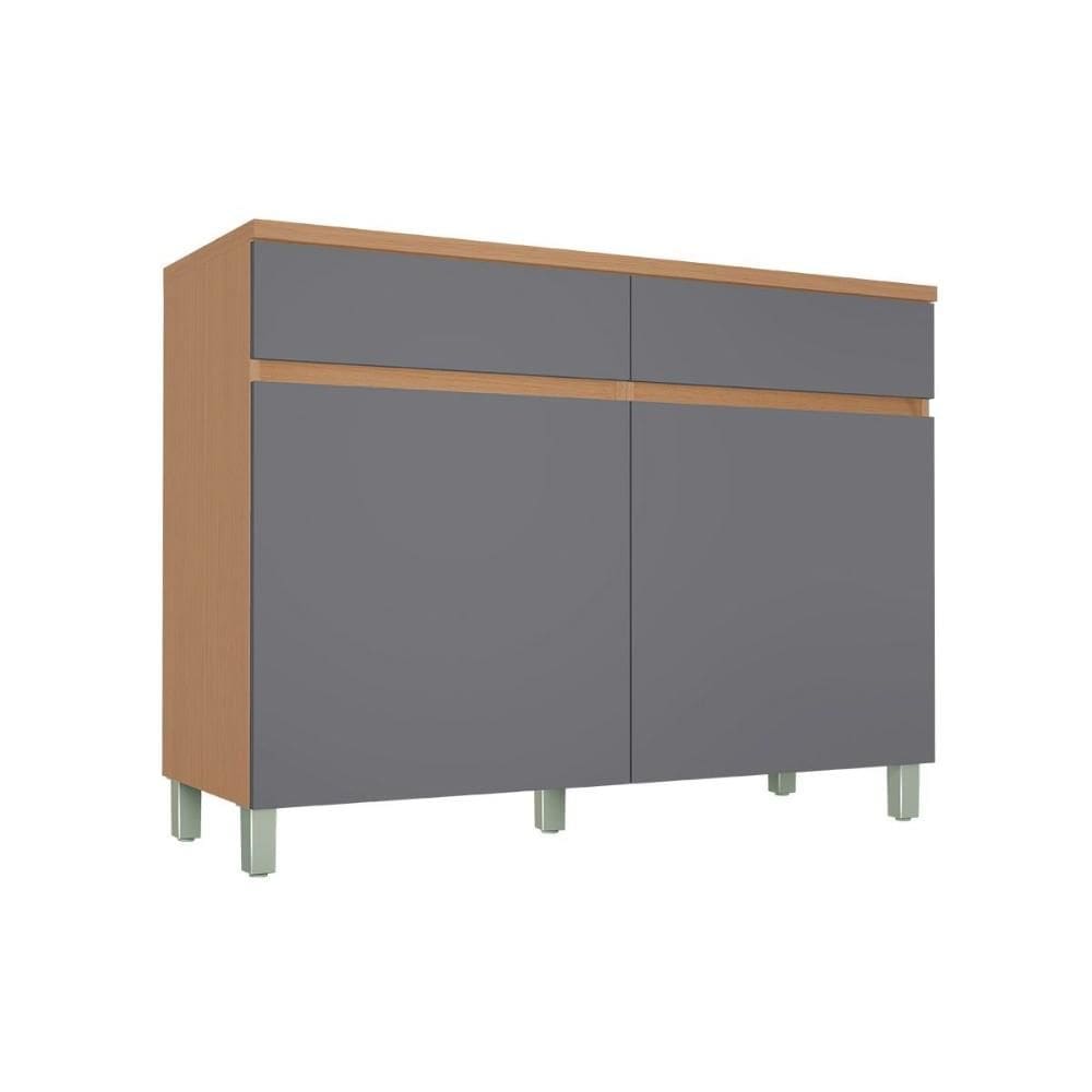 Balcão Cozinha Nesher Realeza c/ 2 Portas 2Gavs 120cm Carvalho/Titânio