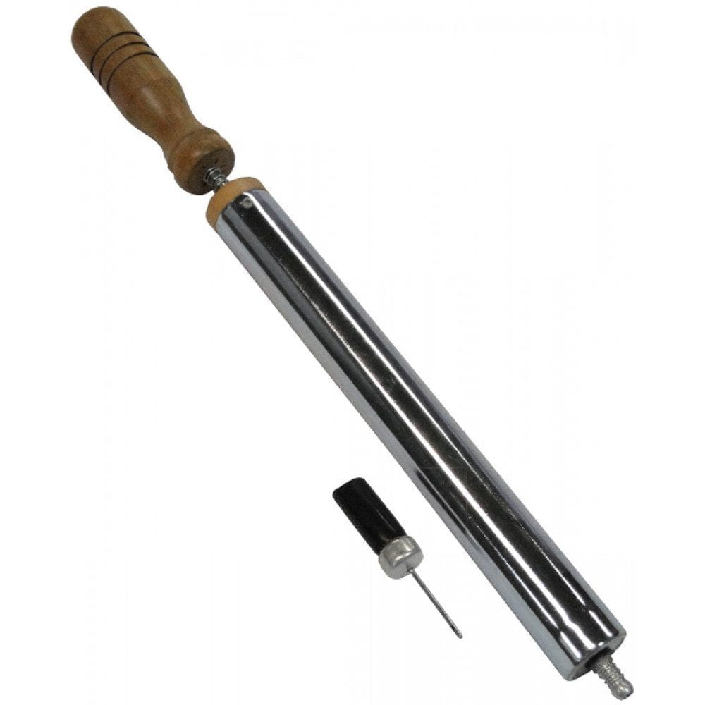 Bomba de Ar de Aluminio com Bico e Cabo de Madeira para Encher Bolas de Futebol Volei e Basquete Manualmente