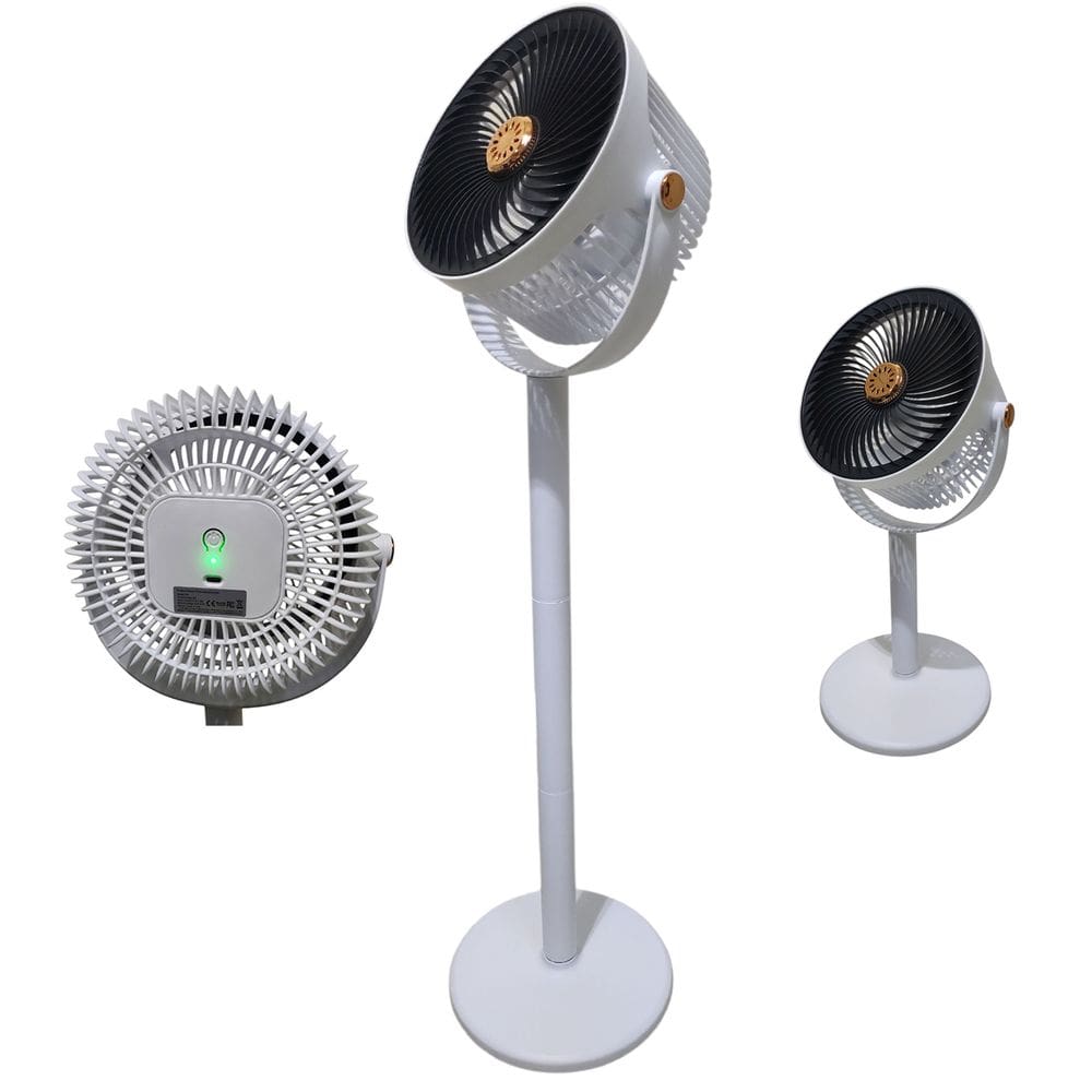 Ventilador de Chao Mesa Vertical 5 Velocidades Aromaterapia USB Bateria Recarregavel Altura Ajustavel Calor Verao Sol