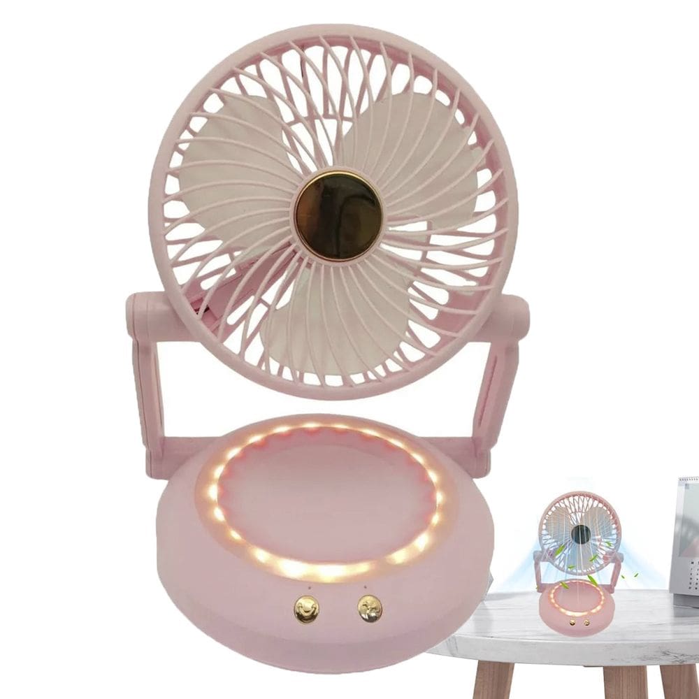 Ventilador Mesa Dobravel 3 Velocidades Led Silencioso Usb Portatil Penteadeira Verao Calor Sol Maquiagem Iluminaçao
