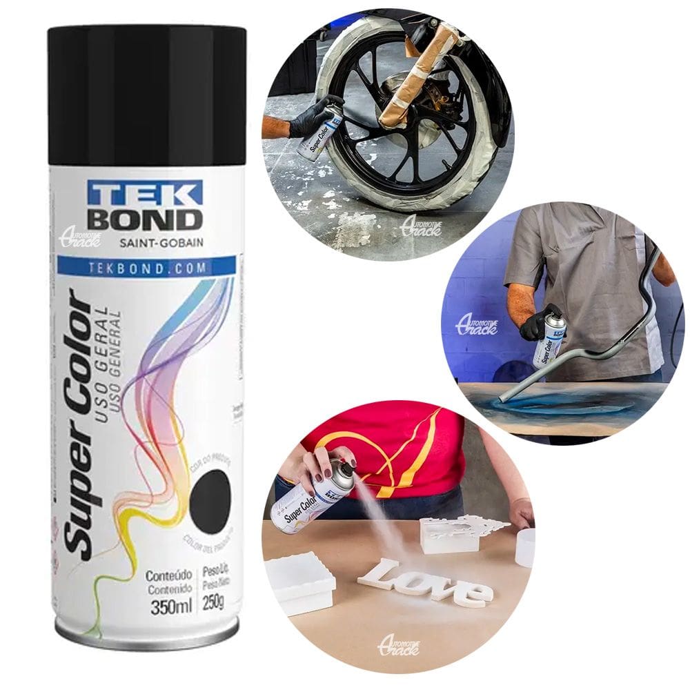 Tinta Spray Preto Fosco Uso Geral TEKBOND 350ML 250G
