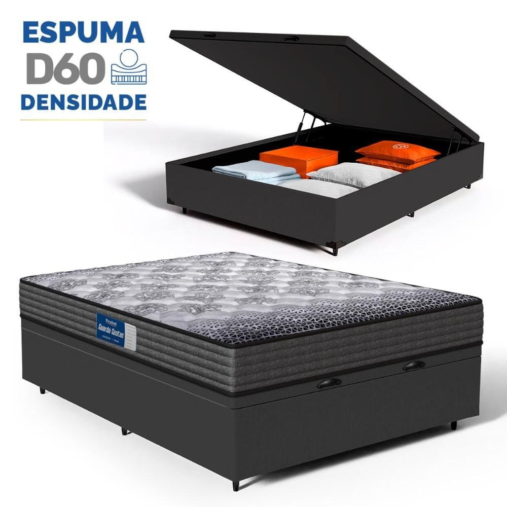 Cama Box Baú com Colchão de Espuma D60 Double Face Guarda Costas Comfort Force Probel Casal 138cm