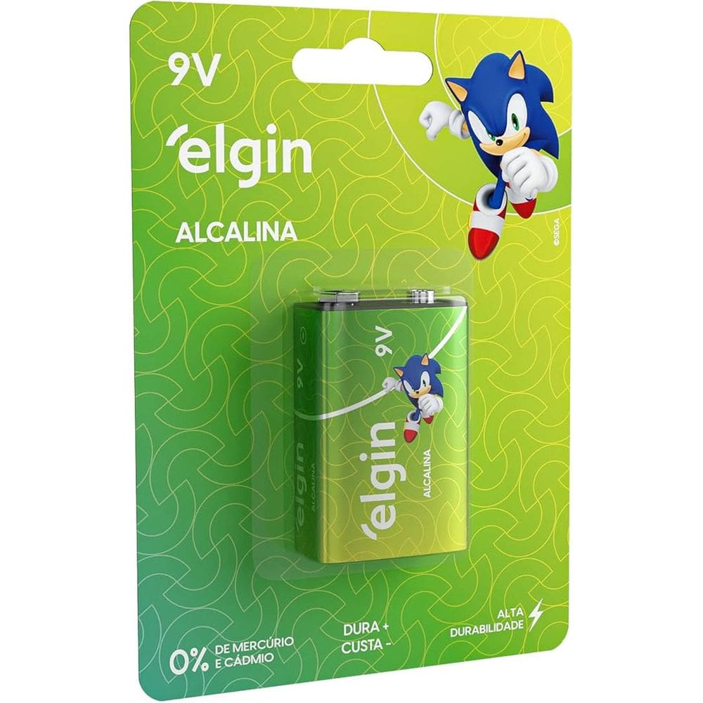 Bateria Alcalina Elgin com 1 unidade 9V Pilha