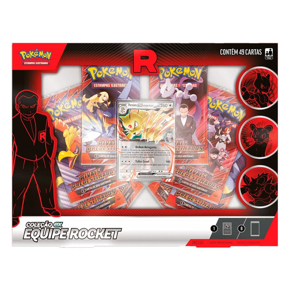Box Pokémon Coleção Ex Equipe Rocket Persian com 49 Cartas 10135 35880 - Copag