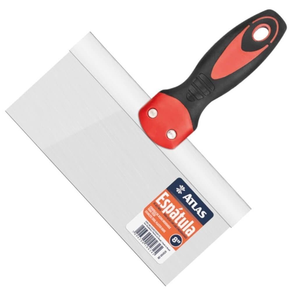 Espátula Retangular Para Drywall Em Inox - At6455-8 - Pincéis Atlas Espátula Retangular Para Drywall Em Inox - At6455-8