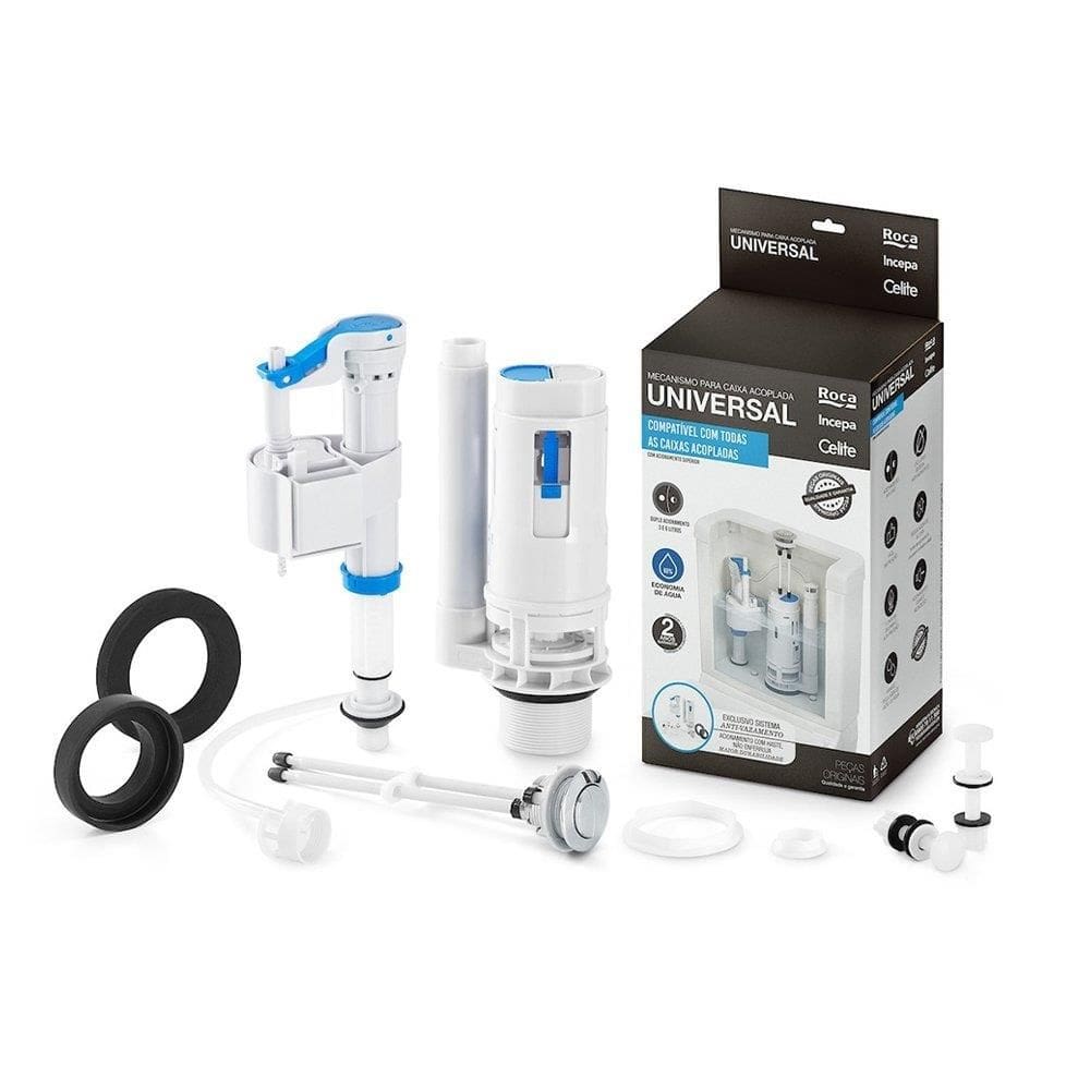 Mecanismo Completo Celite para Caixa Acoplada Universal com Duplo Acionamento
