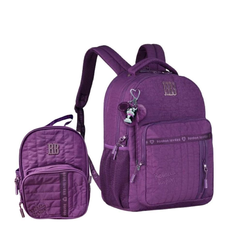 Mochila Costas Escolar Rebecca Bonbon+ Lancheira Roxo Sweet