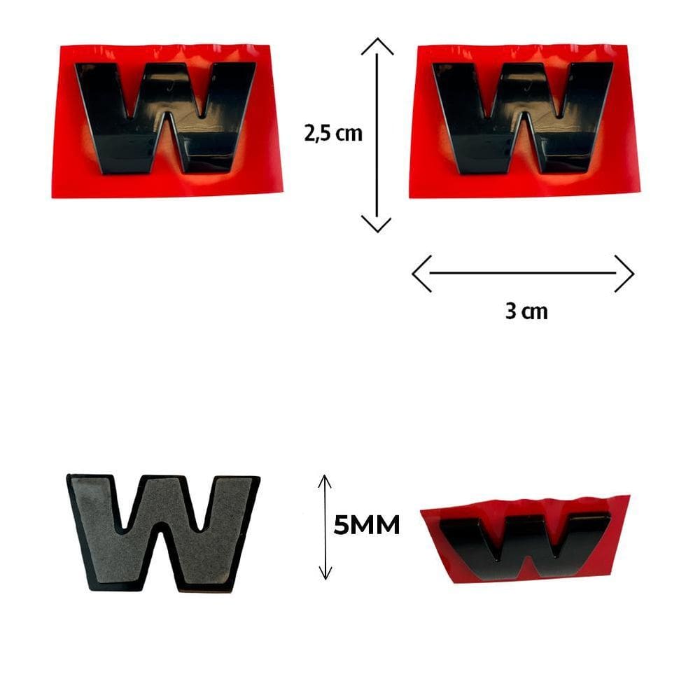Letra Avulsa Black Piano Do Emblema De Carro Letra W