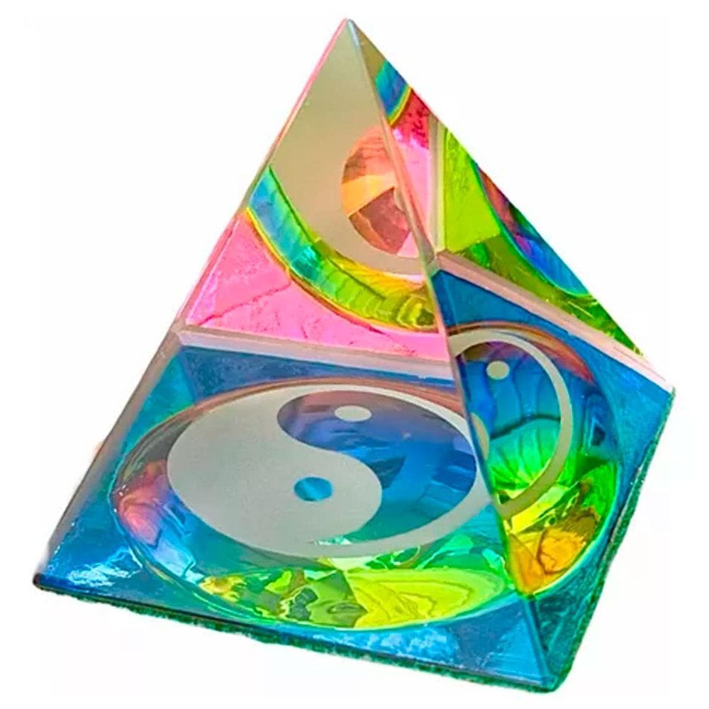 Enfeite Vidro Ornamento Pirâmide Cristal Prismatico Ying