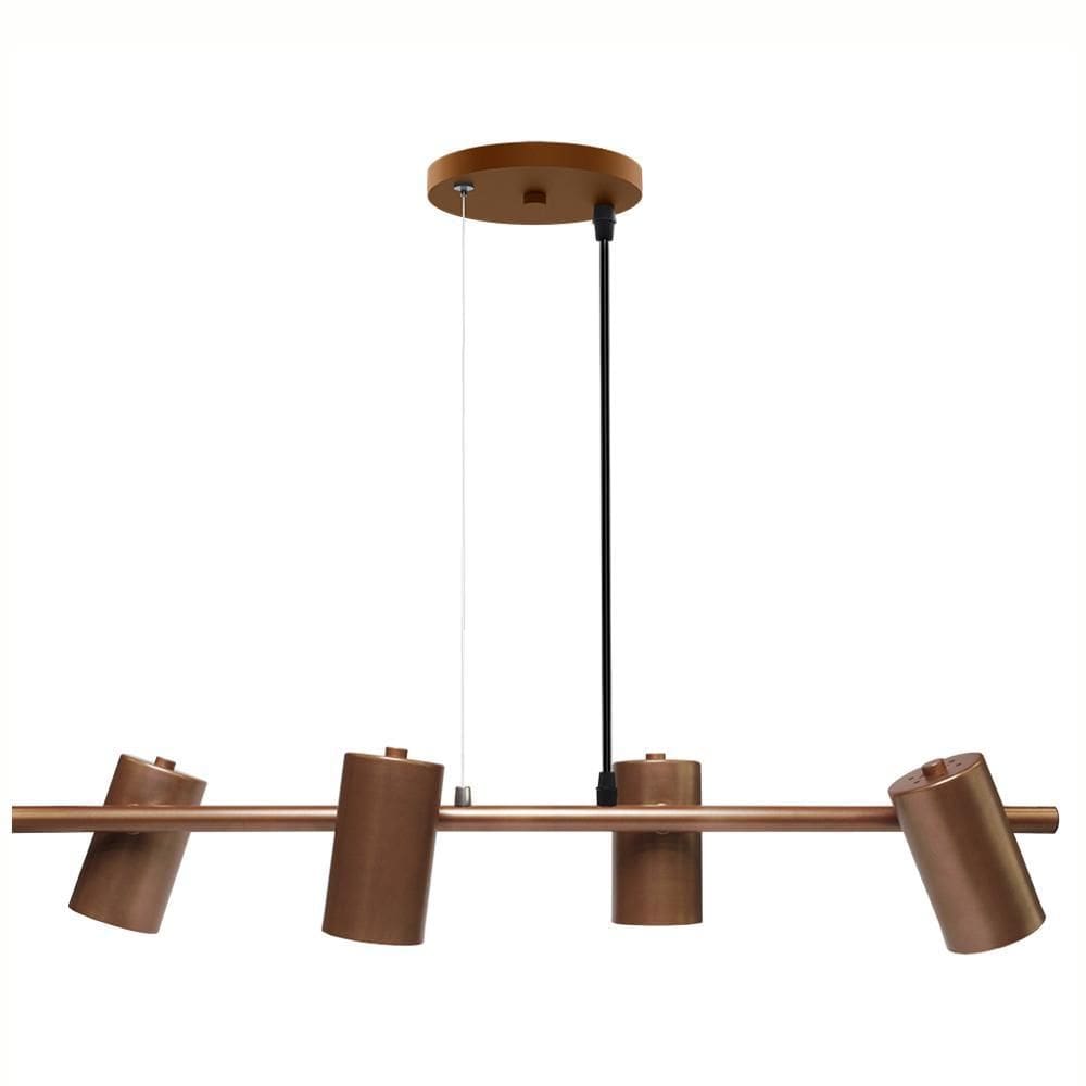 Lustre Pendente Taschibra Foccus Cobre Para 4 Lâmpadas