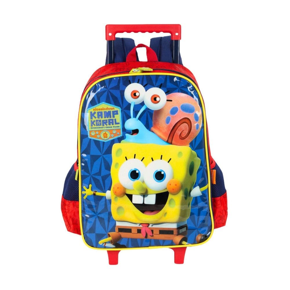 Mochila De Rodas Escolar Bob Esponja Luxo - Vermelho