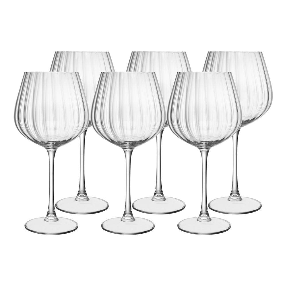 Cj 6 Taças de Cristal Canelado P/Vinho 640ml Columba Optic Bohemia