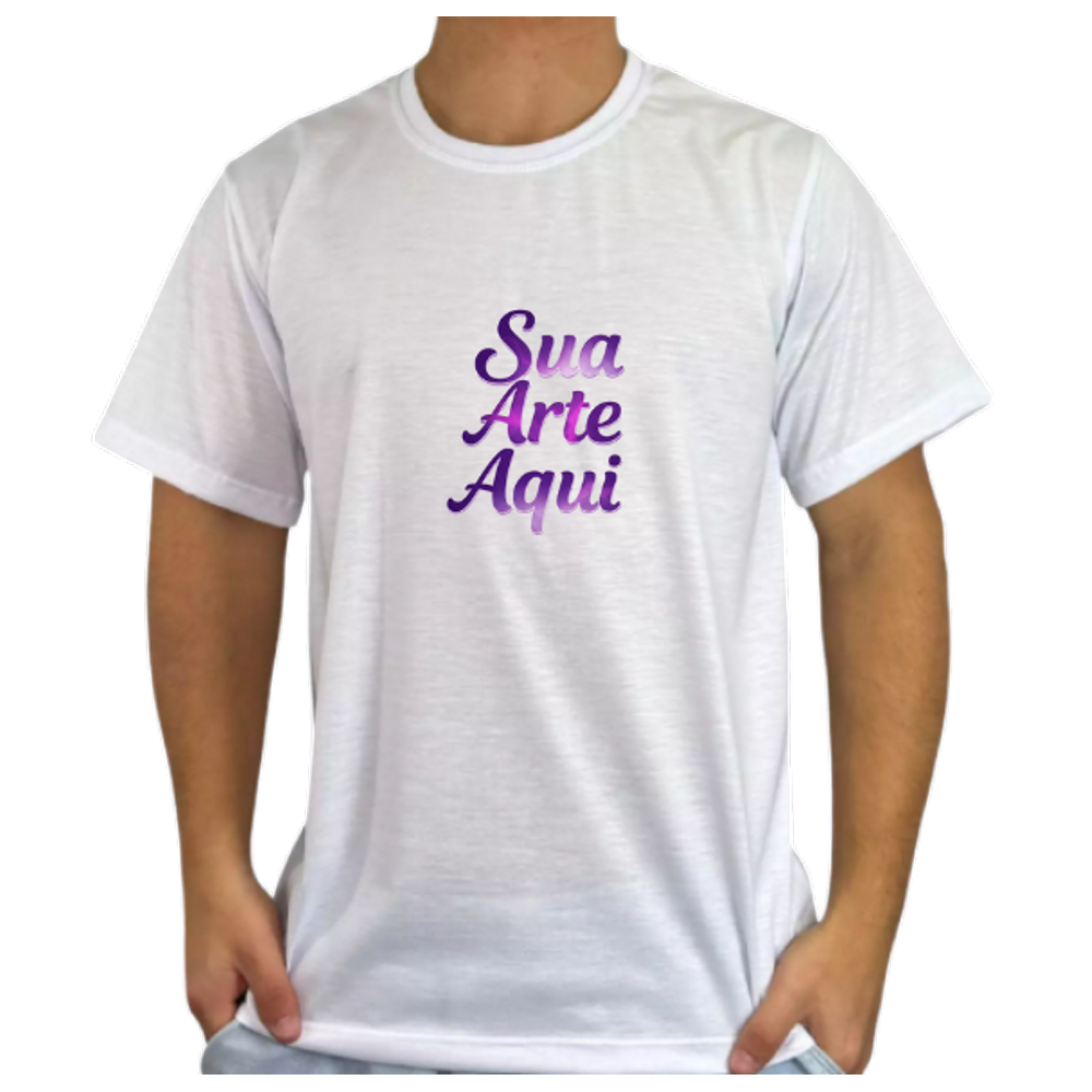 Camiseta de Poliéster Manga Curta - Branca