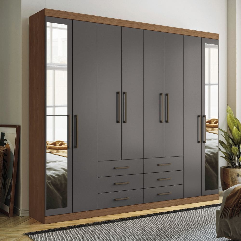 Guarda Roupa Casal com Espelho 8 Portas 6 Gavetas Master Santos Andira