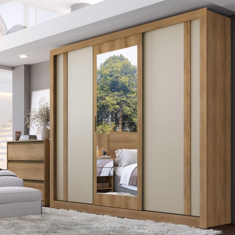 Guarda Roupa Casal Flex com Espelho 3 Portas de Correr Ibiza THB