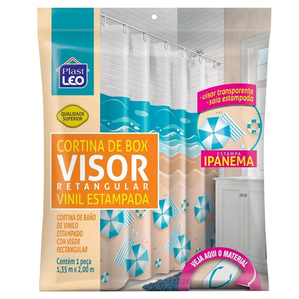 Cortina para Box 135x200cm PVC com Visor Ipanema Plast Leo 623-K