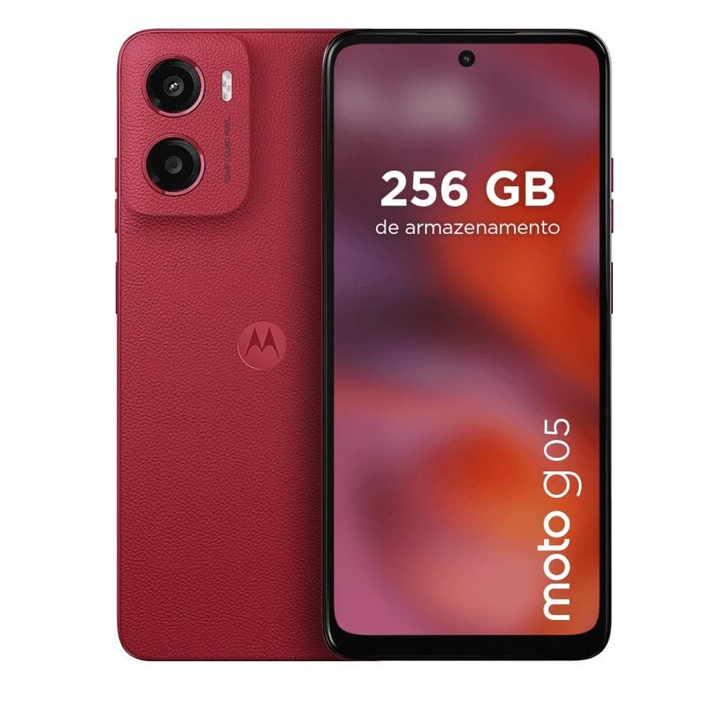 Smartphone Moto G05, 256GB, Tela 6.7”, Câmera Traseira 50 MP, Vermelho, MOTOROLA