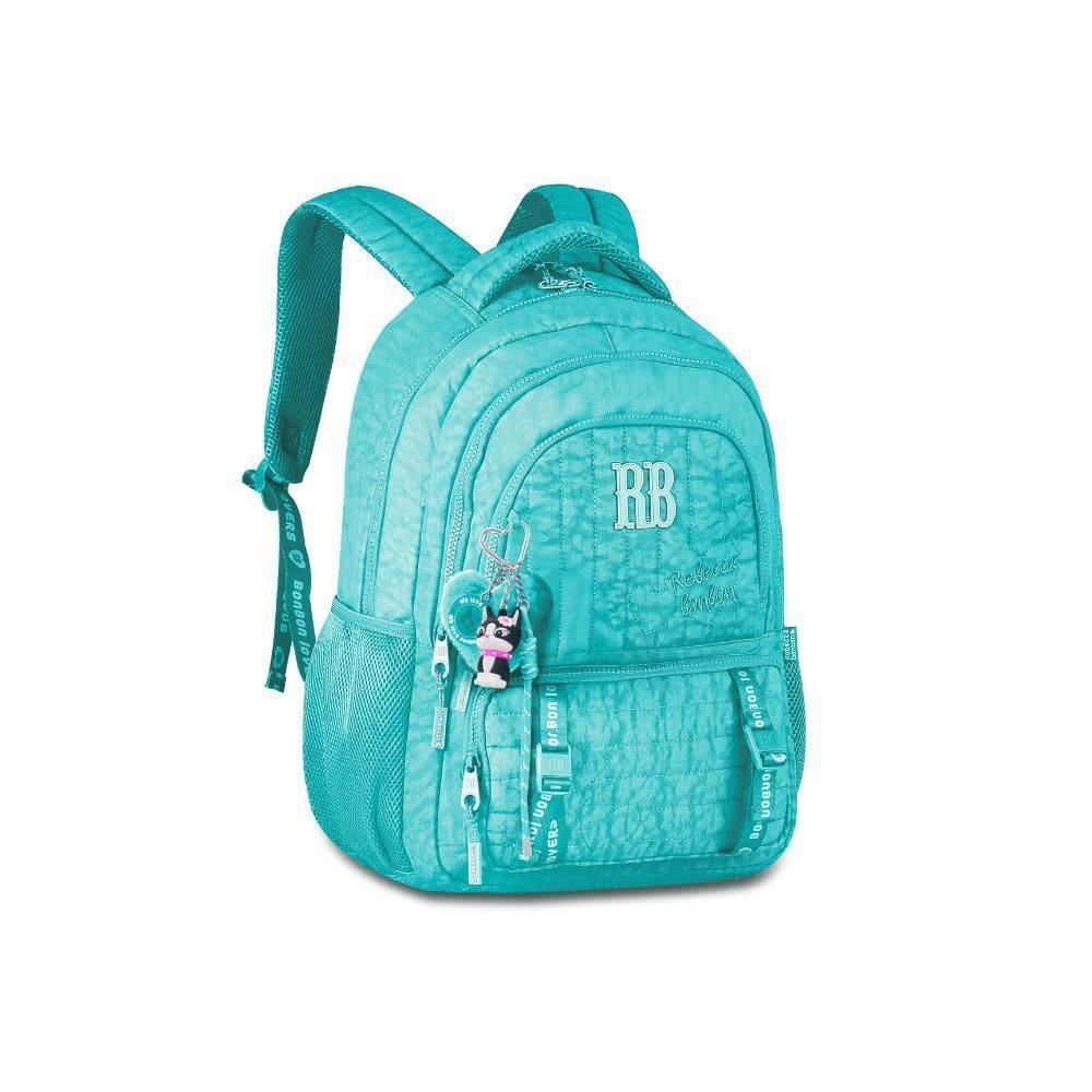 Mochila De Costas Escolar Azul Com Charms - Rebecca Bonbon