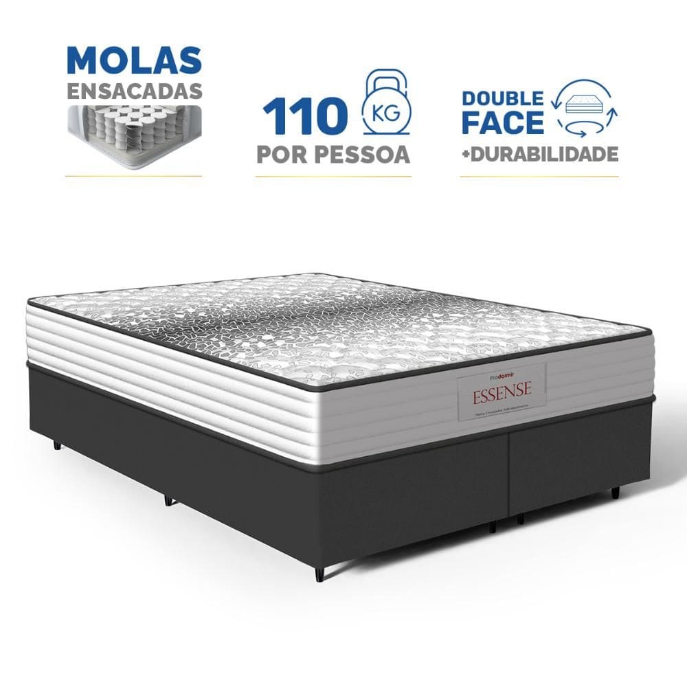 Cama Box com Colchão de Molas Ensacadas Double Face Essence Probel Queen 158cm