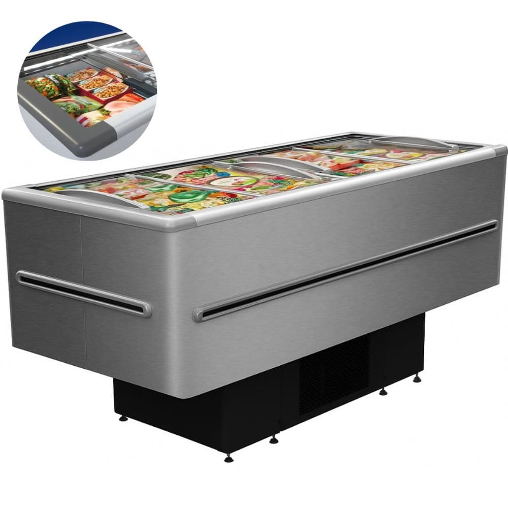 Ilha de Congelados Expositora 568 Litros Inox Vidro Reto ICED-568V Fricon